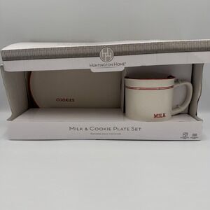 Huntington Home Christmas Holiday Stoneware Milk And Cookie Mug And Plate Set